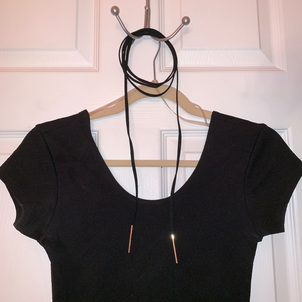 ❗️SOLD❗️ Black Shoelace Bow Neck Tie Choker
